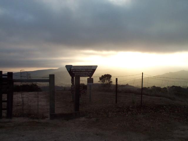 Sun rising over Laguna Seca public lands