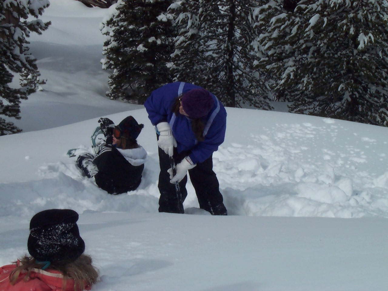Starting to build a snow cave.  Dig straight down first.