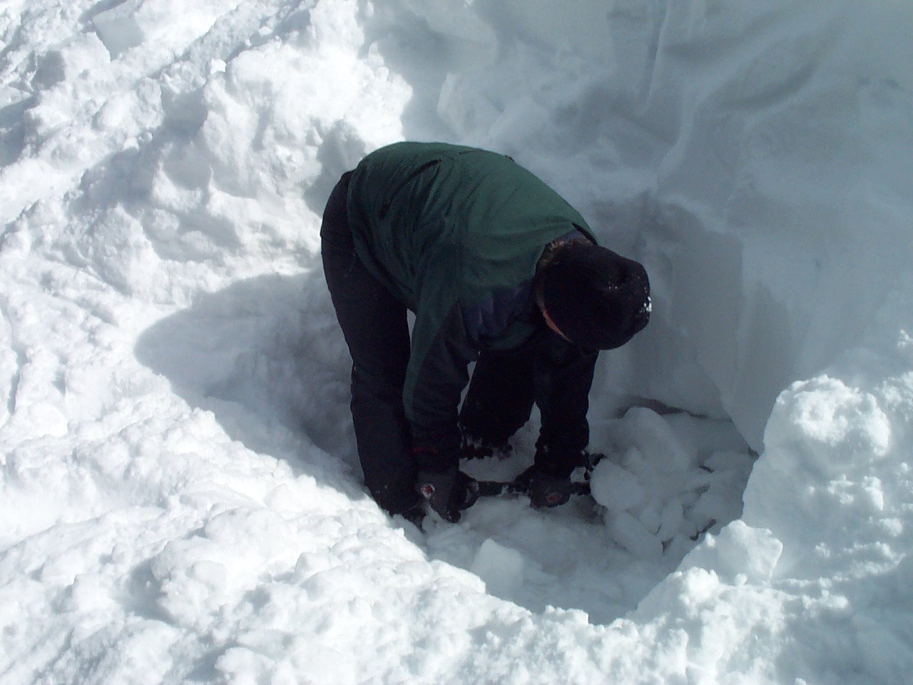 Start to dig straight into the hill.