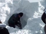 If someone else removes the snow you are carving out, the process goes faster.