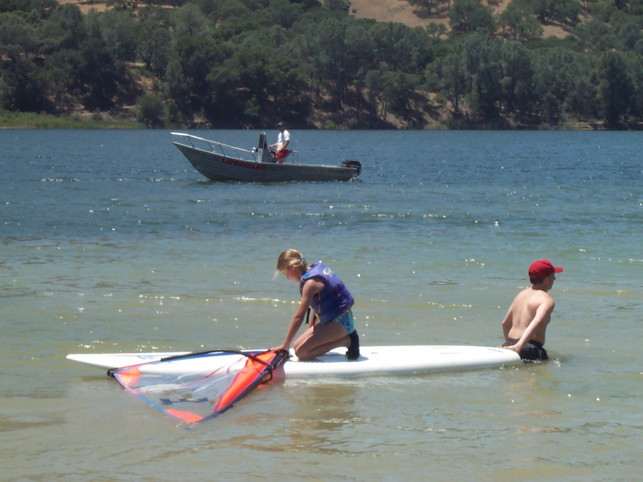 Out in the water.