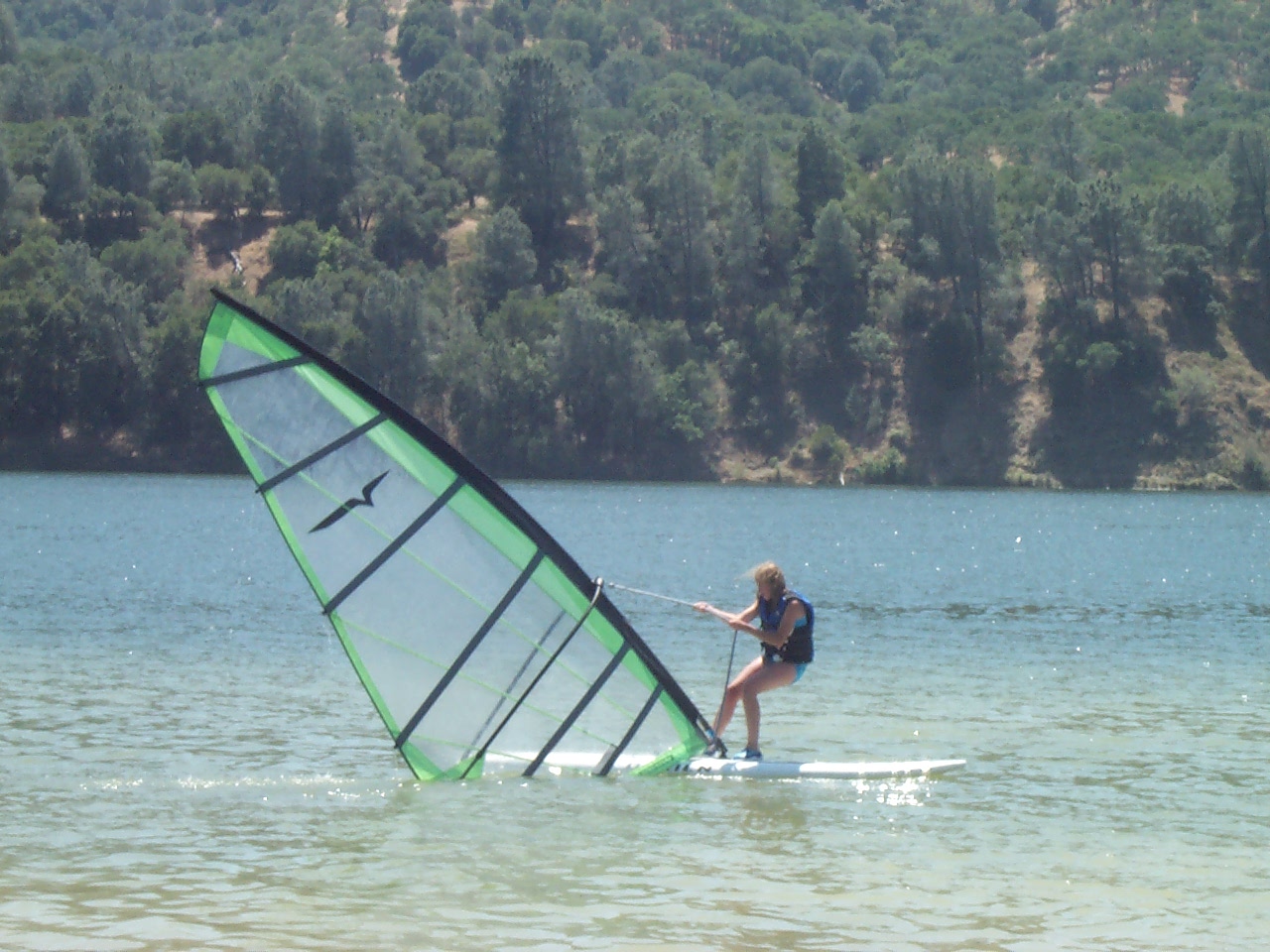 Using the big sail after practice.