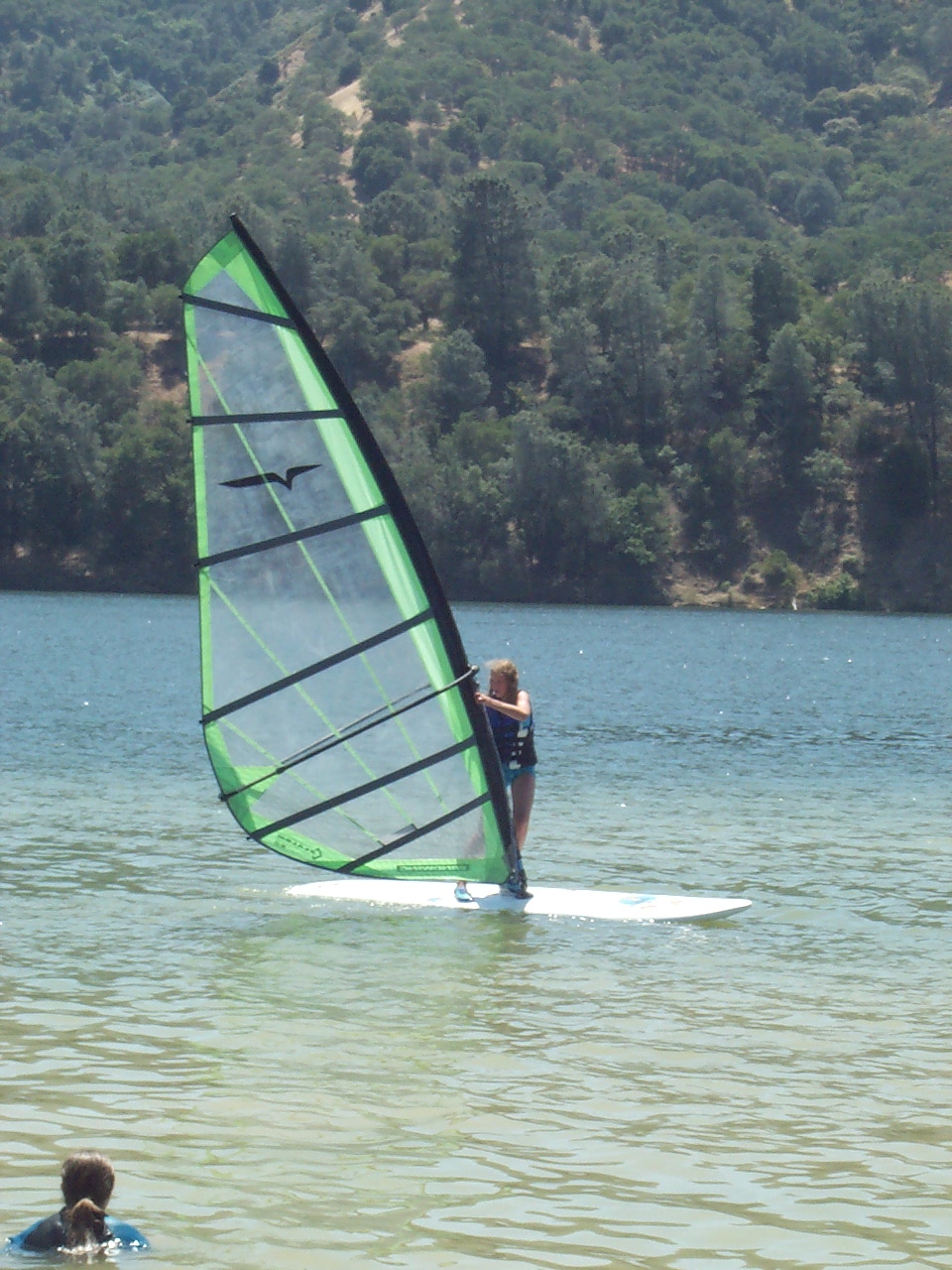 Using the big sail after practice.
