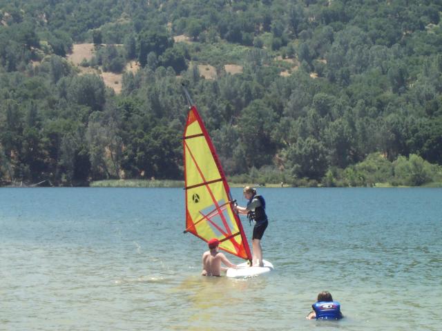 Out in the water.