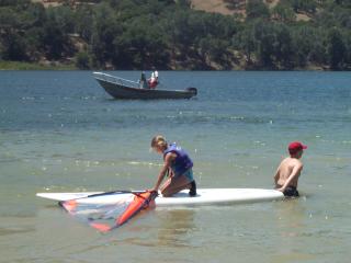 Out in the water.
