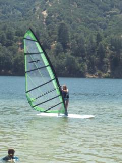 Using the big sail after practice.